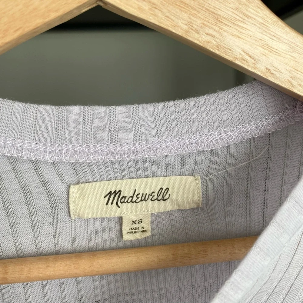 Madewell Light Lavender Ribbed Long Sleeve Tee - Picture 3 of 4